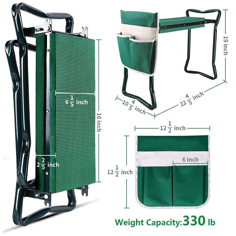 BESTHLS Garden Kneeler and Seat - Heavy Duty Folding Stool with Thick Pad, Tool Pouch, 330 lbs Capacity - Knee & Back Support, Perfect for Seniors, Women, Men - Image 2